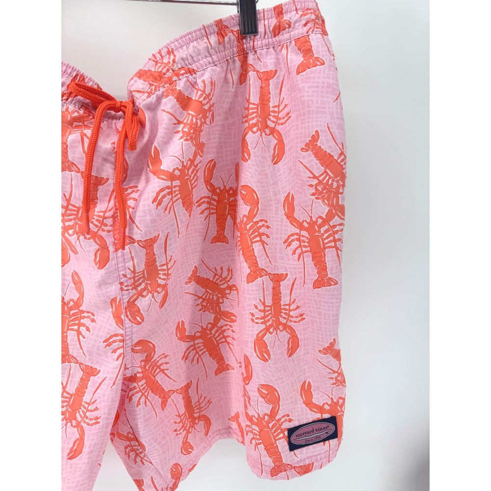 Vineyard Vines Swim Trunks Mens XXL Pink Lobster Print Coastal Preppy Shorts
